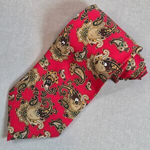 Vintage 1997 Taz Devil Looney Tunes Paisley Tie Red Gold WB Novelty 57x3.75
